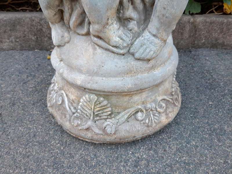 An Architectural And Decorative Concrete Cherub / Putti Column / Plinth / Stand With Patina