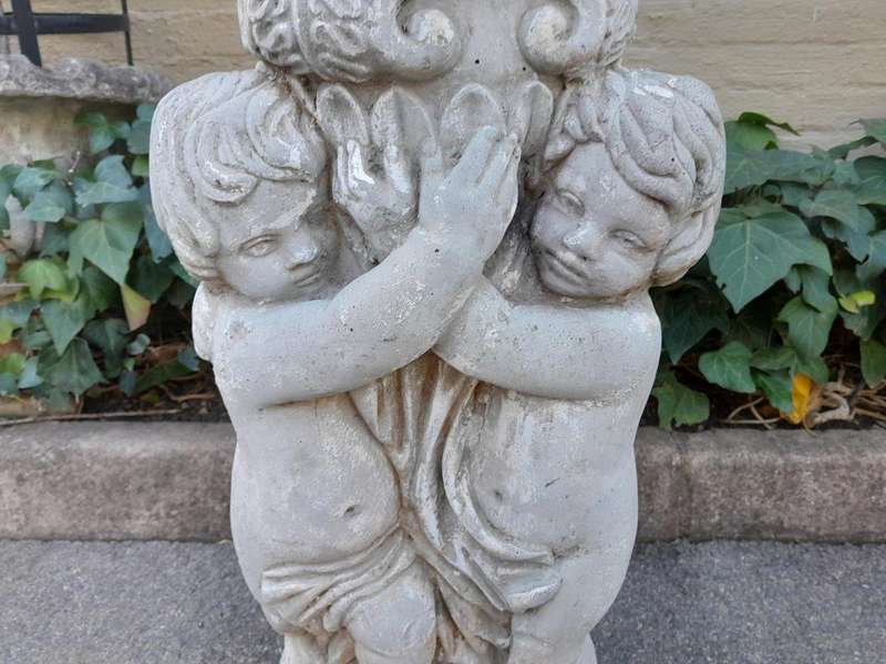An Architectural And Decorative Concrete Cherub / Putti Column / Plinth / Stand With Patina