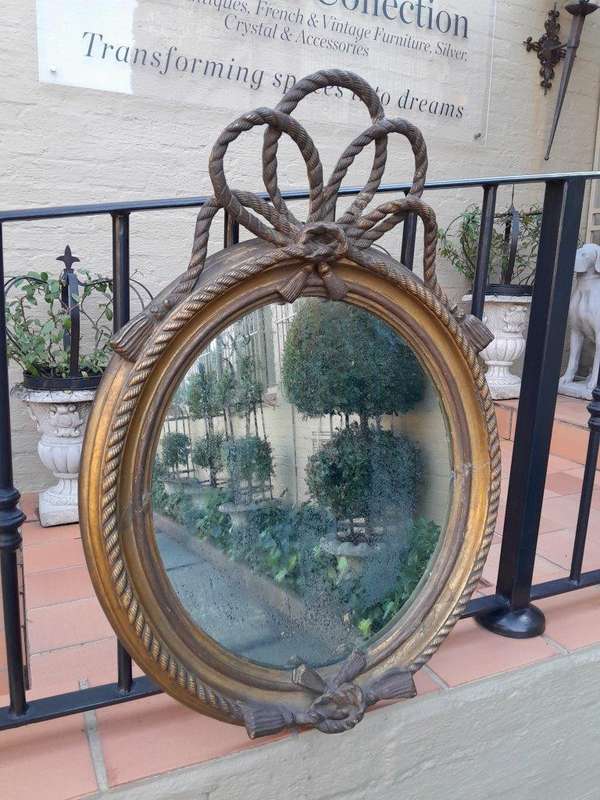An Antique Early 20th Century / Circa 1910 Oval Gilt Mirror