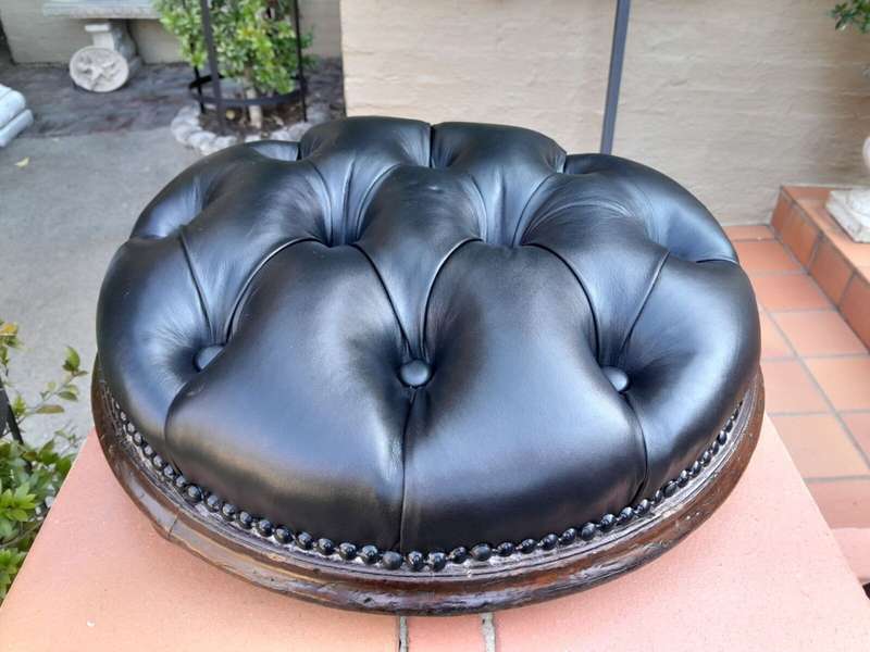 An Antique Victorian 20th Century / Circa 1880s Mahogany Foot Stool On Bun Feet In A Hand Gilde...