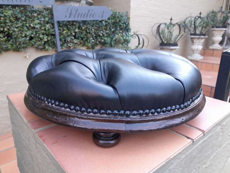 An Antique Victorian 20th Century / Circa 1880s Mahogany Foot Stool On Bun Feet In A Hand Gilde...