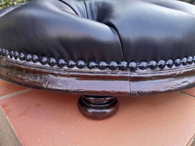 An Antique Victorian 20th Century / Circa 1880s Mahogany Foot Stool On Bun Feet In A Hand Gilde...