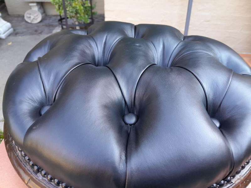 An Antique Victorian 20th Century / Circa 1880s Mahogany Foot Stool On Bun Feet In A Hand Gilde...