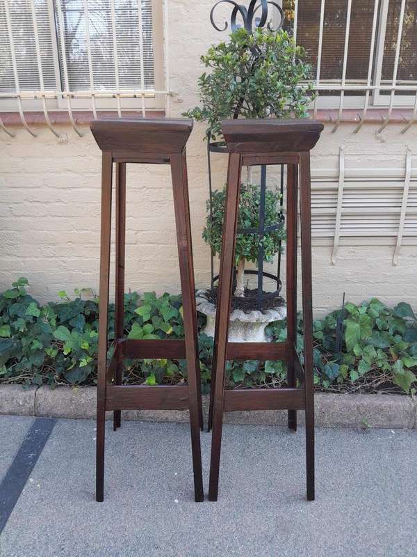 A Pair Of  Decorative Ebonised Wooden Plinths / Stands