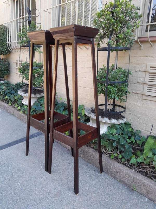 A Pair Of  Decorative Ebonised Wooden Plinths / Stands