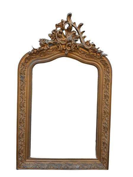 An Antique French 19th Century Ornately Carved Giltwood Mirror ND