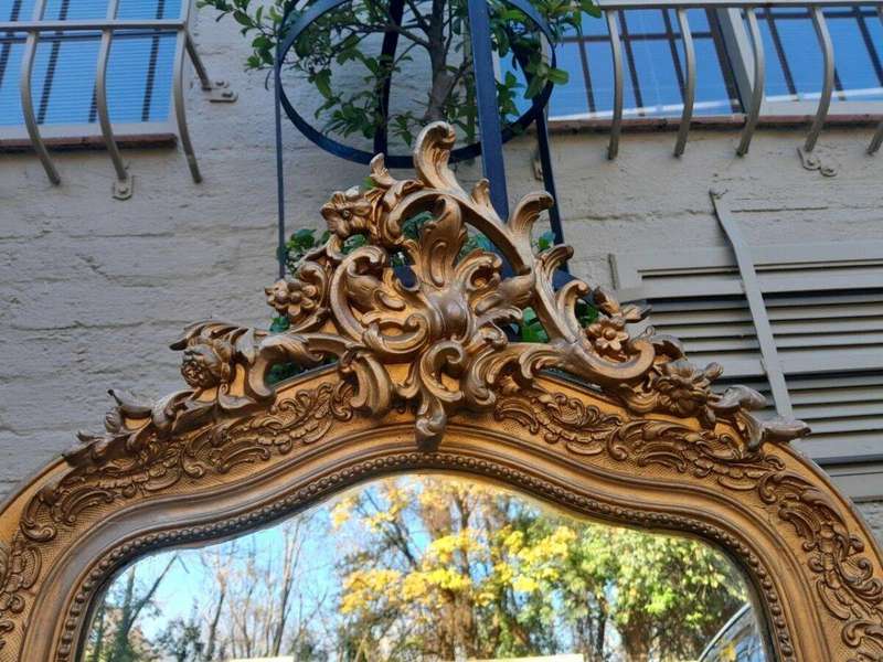 An Antique French 19th Century Ornately Carved Giltwood Mirror ND