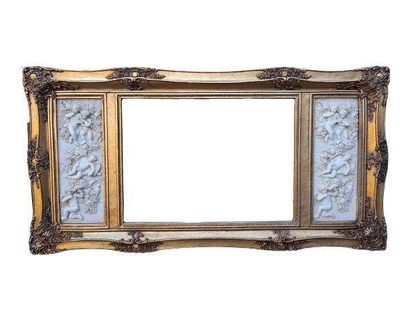 A 20th Century Carved And Gilded Bevelled Mirror With Marble Plaques