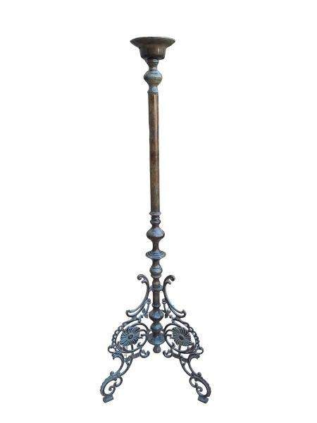 An Antique Victorian Ornate Wrought Iron Candle Holder