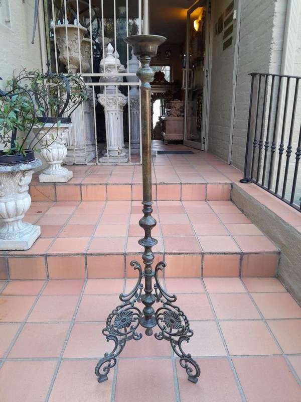 An Antique Victorian Ornate Wrought Iron Candle Holder