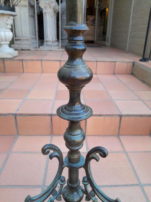 An Antique Victorian Ornate Wrought Iron Candle Holder