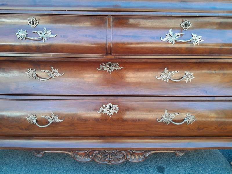 An Antique 18th Century Circa 1755 Dutch Heavily Carved Mahogany Wood Armoire / Cabinet