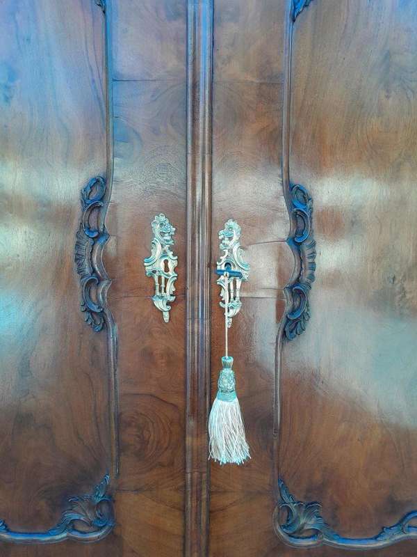 An Antique 18th Century Circa 1755 Dutch Heavily Carved Mahogany Wood Armoire / Cabinet