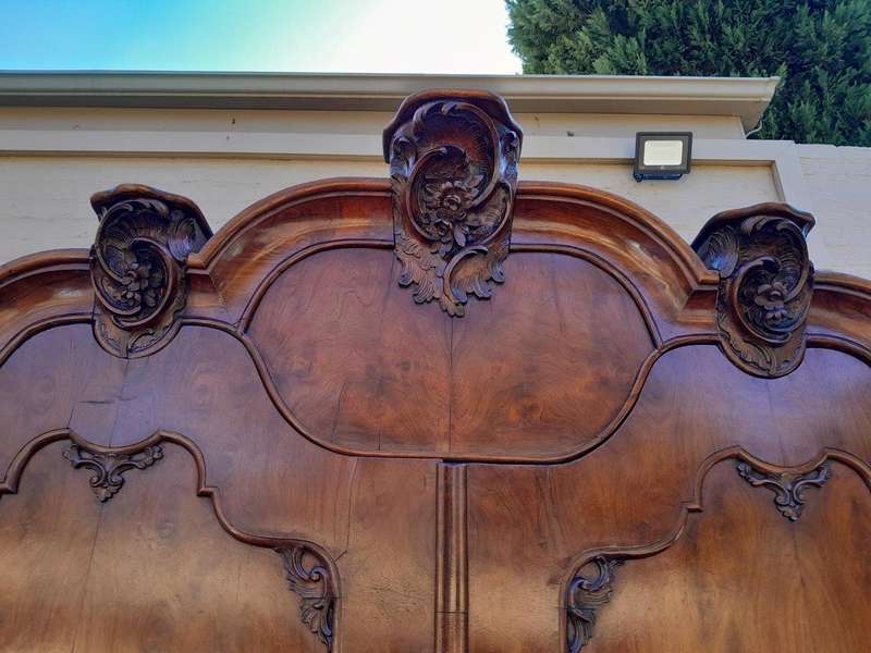 An Antique 18th Century Circa 1755 Dutch Heavily Carved Mahogany Wood Armoire / Cabinet