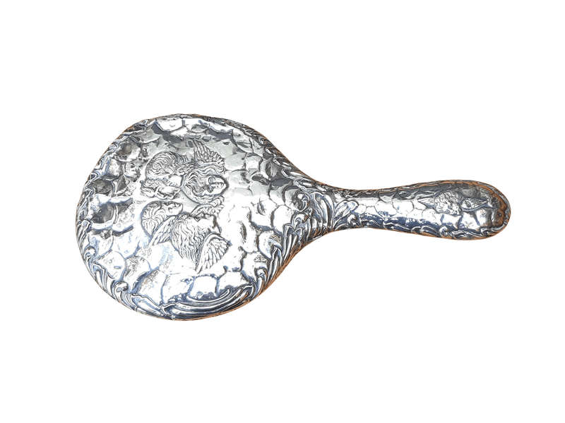 Hand Held mirror with Silver Angels (scratch on mirror)
