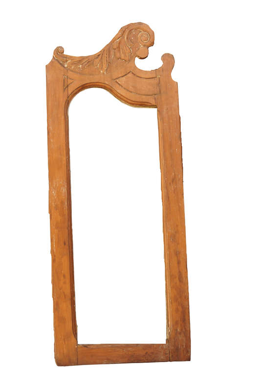 Carved wooden & bevelled mirror