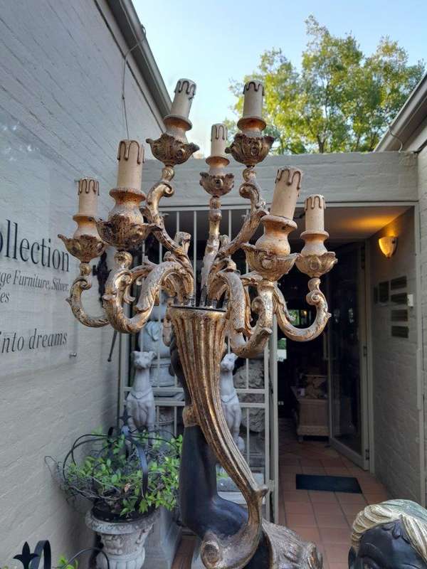 A Circa 1900 Original Blackamoor Torchere Candelabra