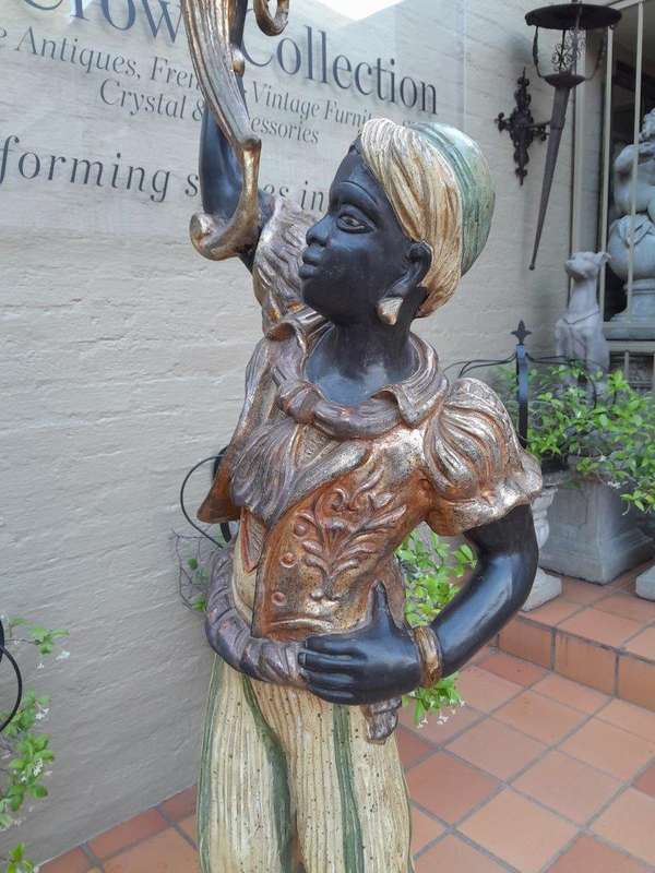 A Circa 1900 Original Blackamoor Torchere Candelabra