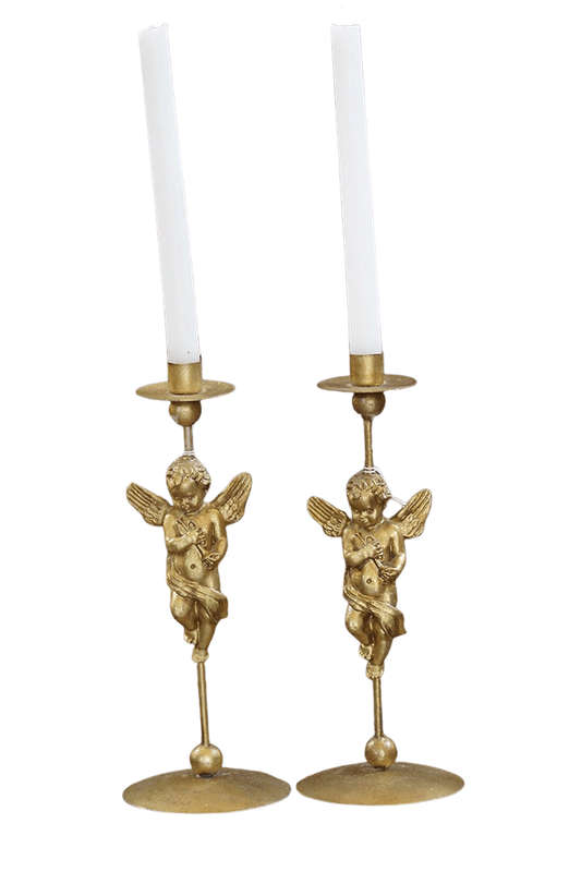 Pair Vintage Brass Gilded Candlesticks