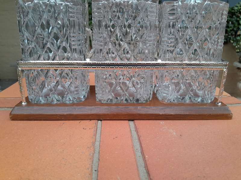 3 Glass Bottle Silver Plated Caddy