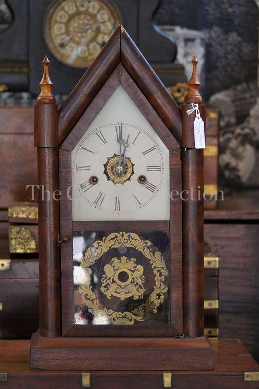 Antique E N Welch Chiming Steeple Mahogany Clock