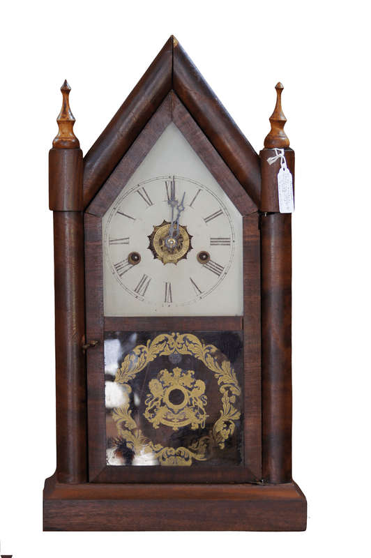 Antique E N Welch Chiming Steeple Mahogany Clock