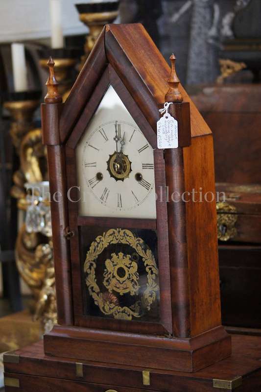 Antique E N Welch Chiming Steeple Mahogany Clock