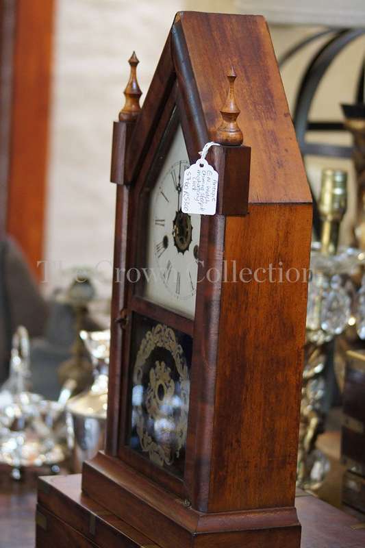Antique E N Welch Chiming Steeple Mahogany Clock