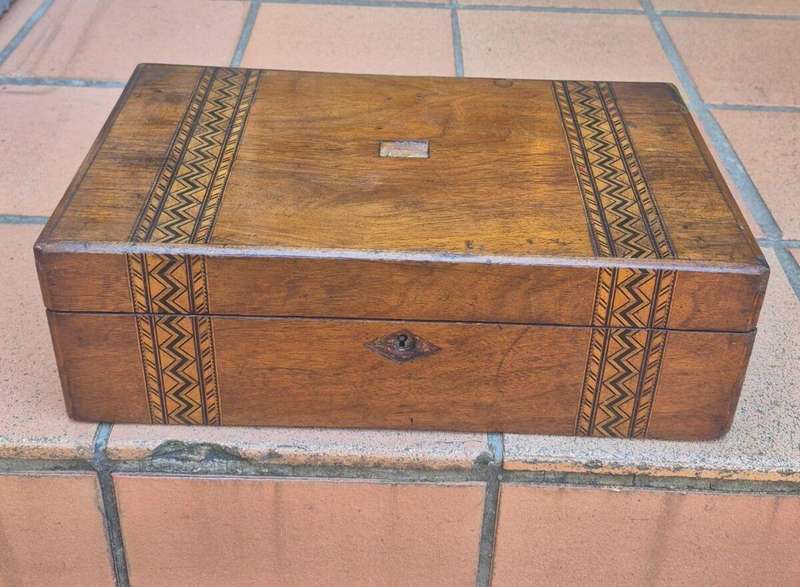 Antique 19Th Century Tunbridge Writing Slope / Box ND