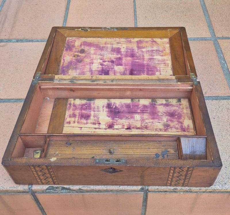 Antique 19Th Century Tunbridge Writing Slope / Box ND