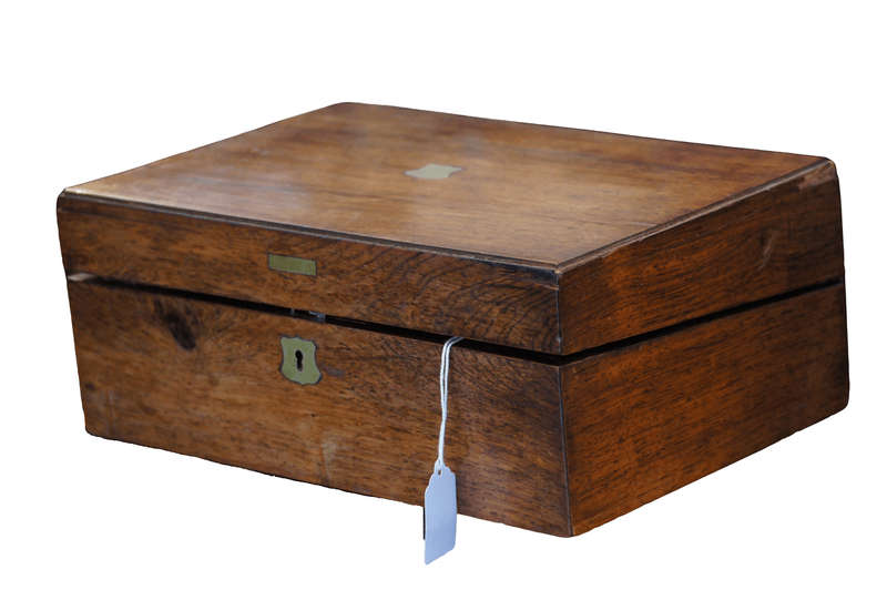 Antique 1800 Inkwell Mahogany Writing Slope / Box
