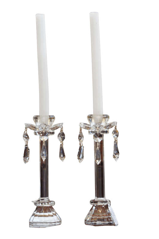 Pair Crystal Candlesticks With Prisms