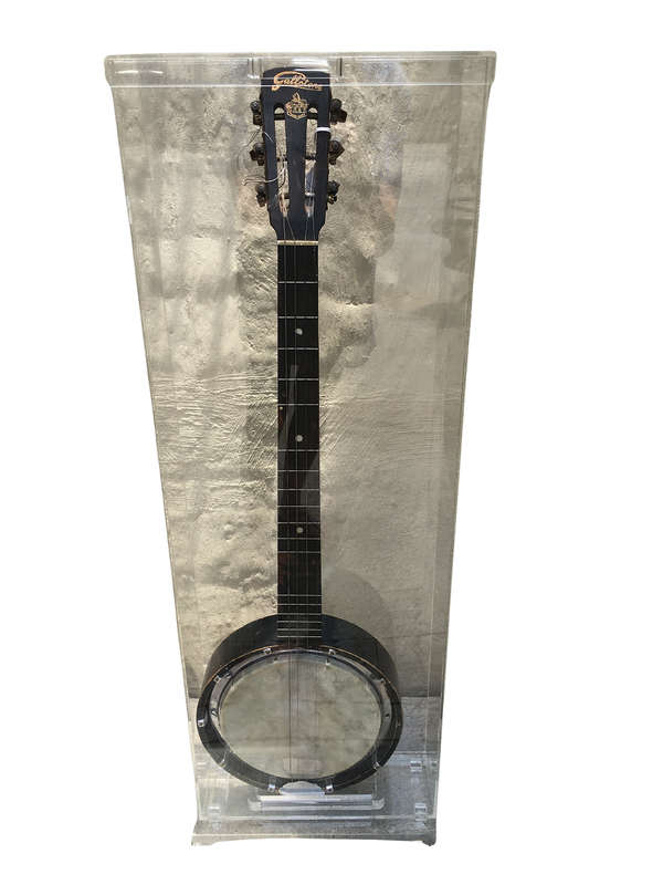 5-string Zither Gallotone banjo, manufactured by GH&S (George Houghton & Sons) in Perspex Box