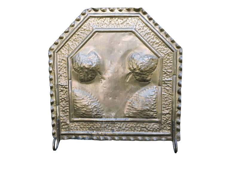 Solid Brass Repousse Fire Screen, Hand Hammered Detailing