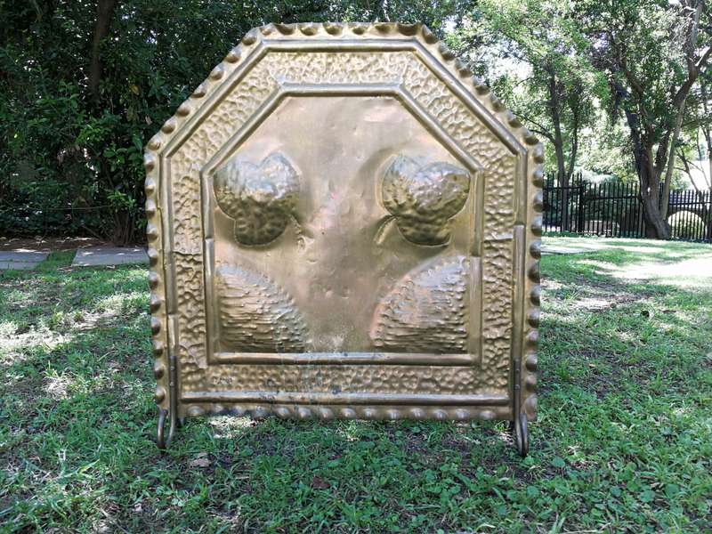 Solid Brass Repousse Fire Screen, Hand Hammered Detailing
