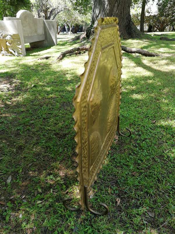 Solid Brass Repousse Fire Screen, Hand Hammered Detailing