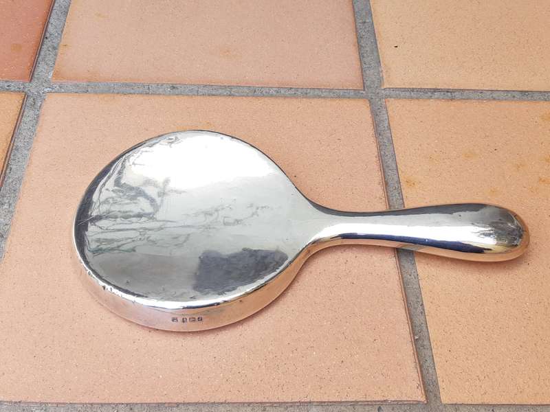 Hand Mirror - Stamped Silver