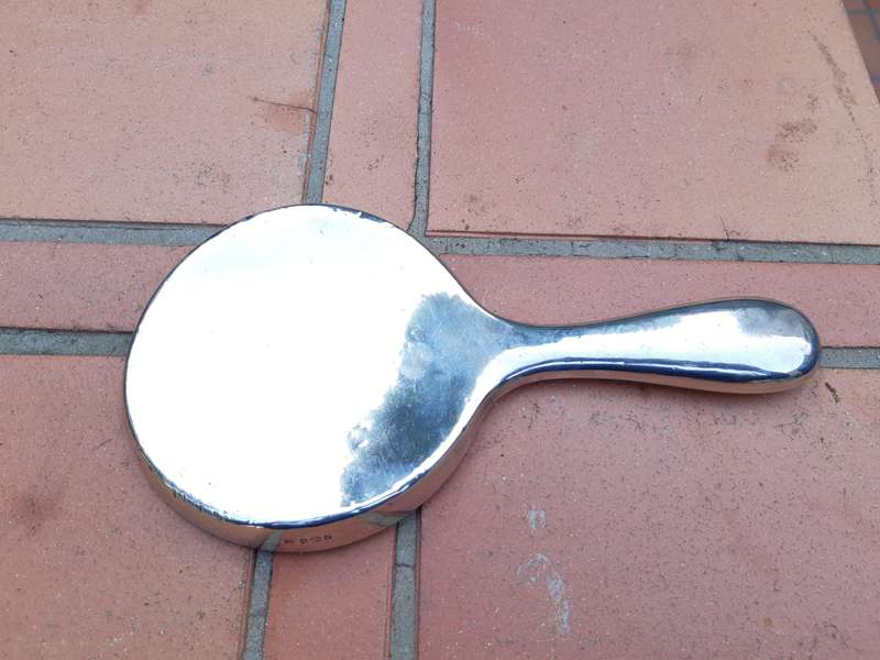 Hand Mirror - Stamped Silver