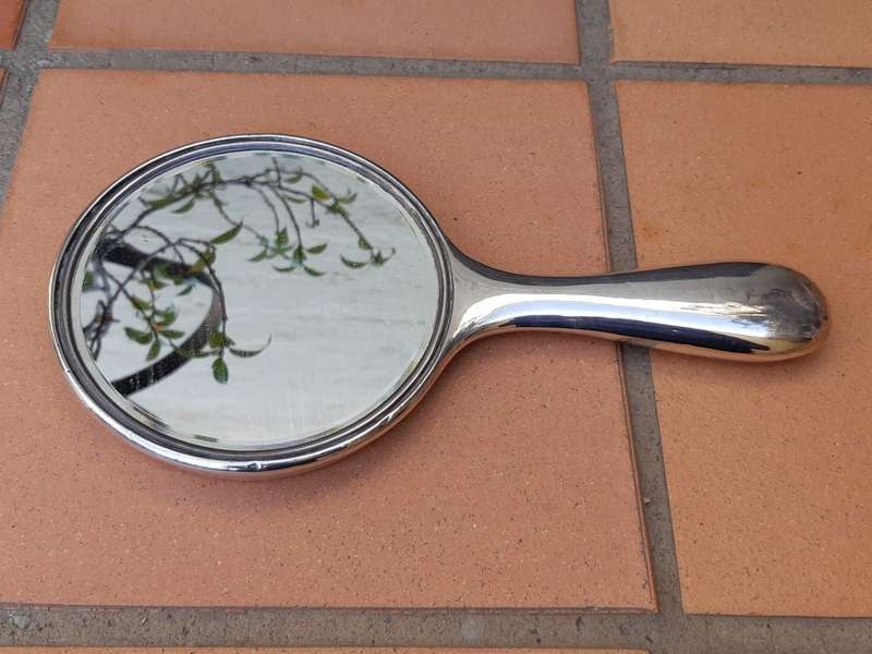 Hand Mirror - Stamped Silver