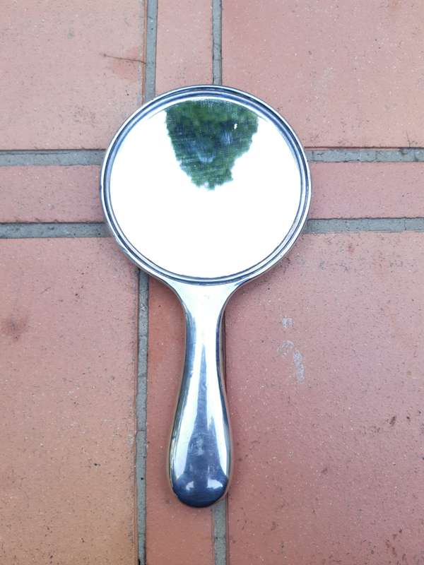 Hand Mirror - Stamped Silver