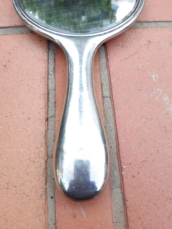 Hand Mirror - Stamped Silver