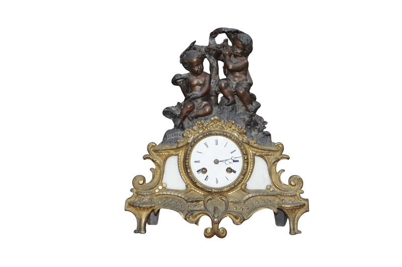 French Brass & Bronze 19th Century Mantle Clock