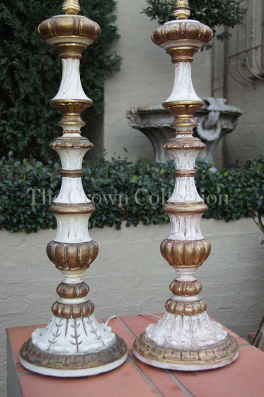Pair Italian Wooden Gilt Lamps