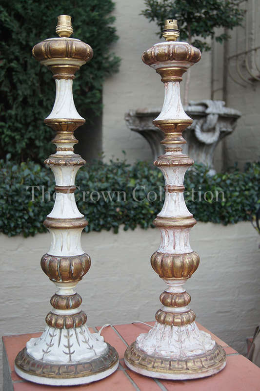 Pair Italian Wooden Gilt Lamps