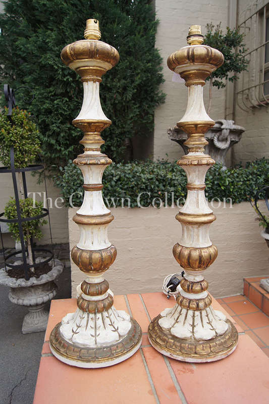 Pair Italian Wooden Gilt Lamps