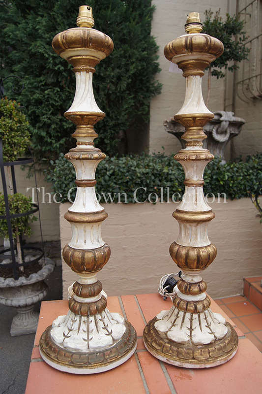 Pair Italian Wooden Gilt Lamps