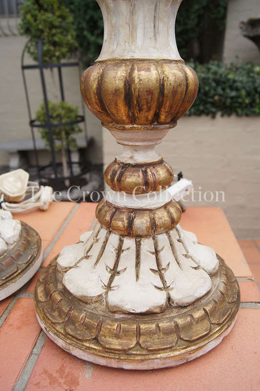 Pair Italian Wooden Gilt Lamps