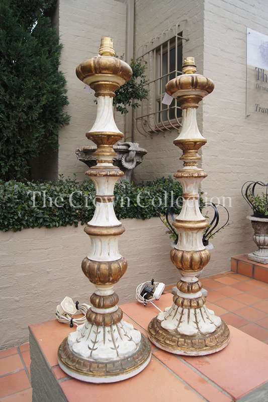 Pair Italian Wooden Gilt Lamps