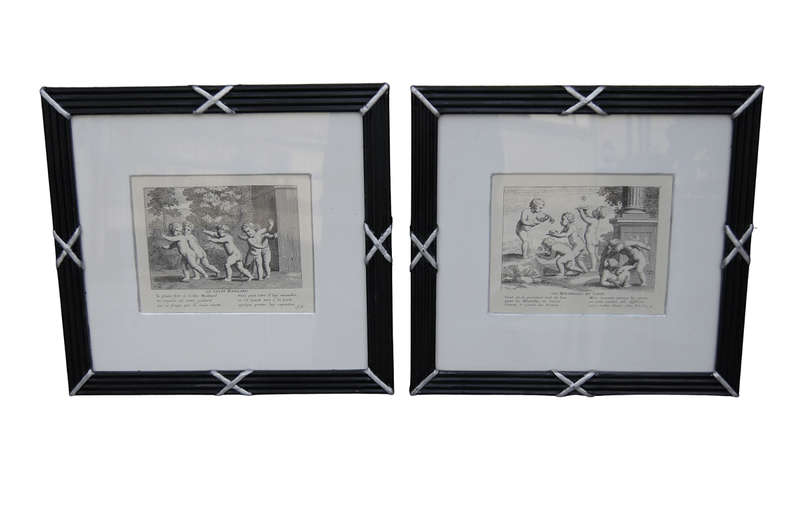Pair Framed Cherub Prints