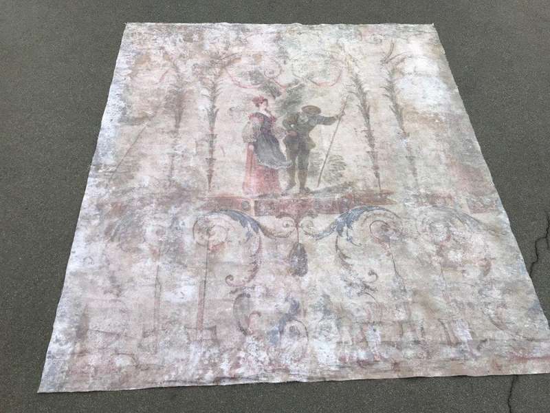 A Large wall panel painting depicting a lady and a gentleman